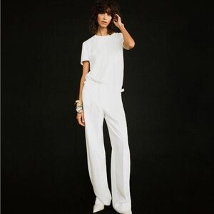 ☁️Zara Women’s Side Buckled Straight Leg White Pants Size S NWT ☁️